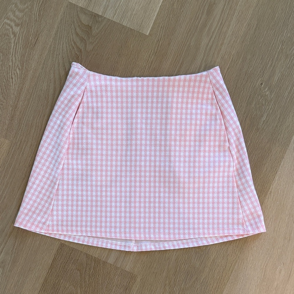 Altar'd State Pink Checkered Mini Skirt